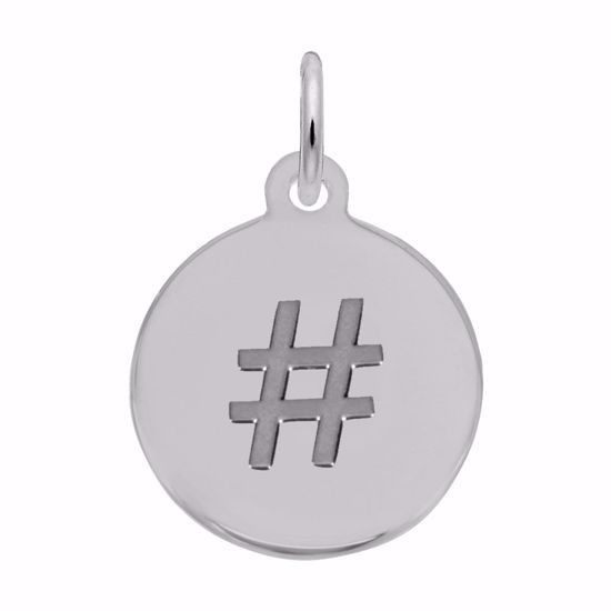 Picture of Petite Initial Disc - Hashtag/Pound Symbol Charm Pendant - Sterling Silver