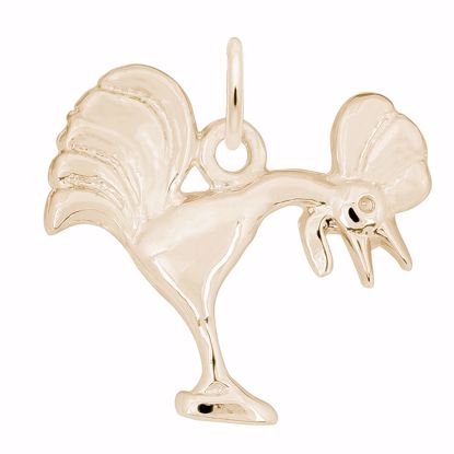 Picture of Rooster Crowing Charm Pendant - 14K Gold