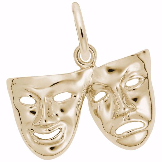 Picture of Comedy & Tragedy Charm Pendant - 14K Gold