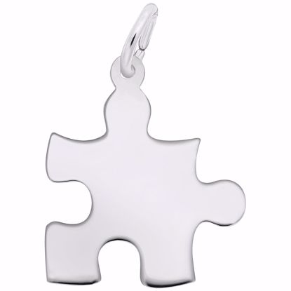 Picture of Puzzle Piece Charm Pendant - Sterling Silver