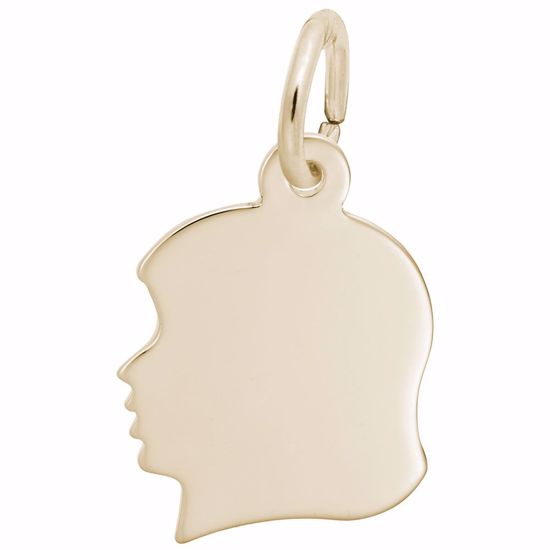 Picture of Girls Head Charm Pendant - 14K Gold