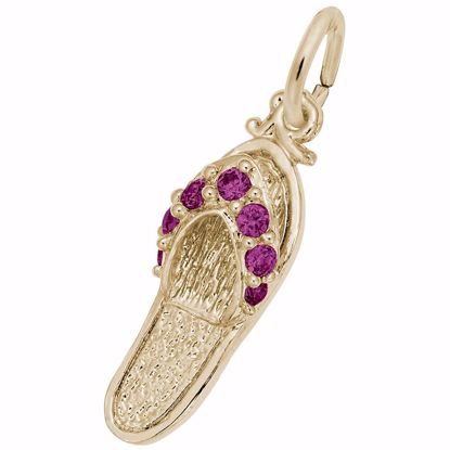 Picture of Sandal - Ruby Red Charm Pendant - 14K Gold
