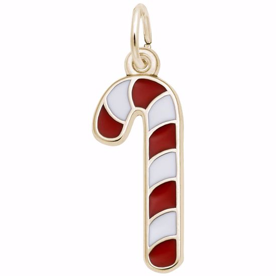 Picture of Candy Cane W/Color Charm Pendant - 14K Gold