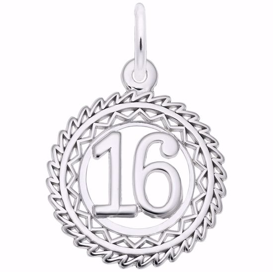 Picture of Number 16 Charm Pendant - Sterling Silver