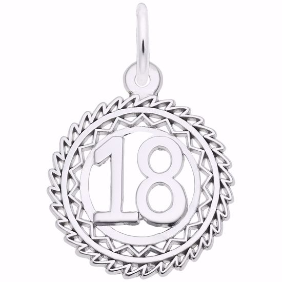 Picture of Number 18 Charm Pendant - Sterling Silver