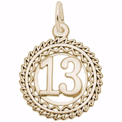 Picture of Number 13 Charm Pendant - 14K Gold