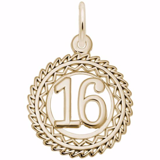 Picture of Number 16 Charm Pendant - 14K Gold