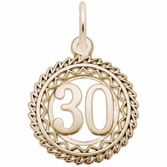 Picture of Number 30 Charm Pendant - 14K Gold