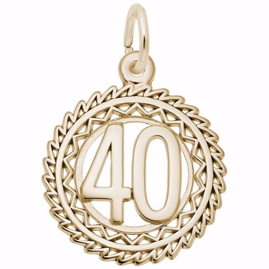 Picture of Number 40 Charm Pendant - 14K Gold