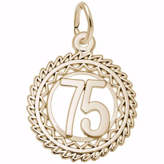 Picture of Number 75 Charm Pendant - 14K Gold