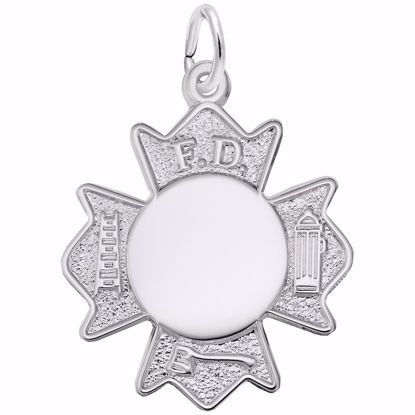 Picture of Fire Dept. Badge Charm Pendant - Sterling Silver