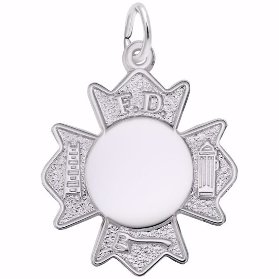 Picture of Fire Dept. Badge Charm Pendant - Sterling Silver