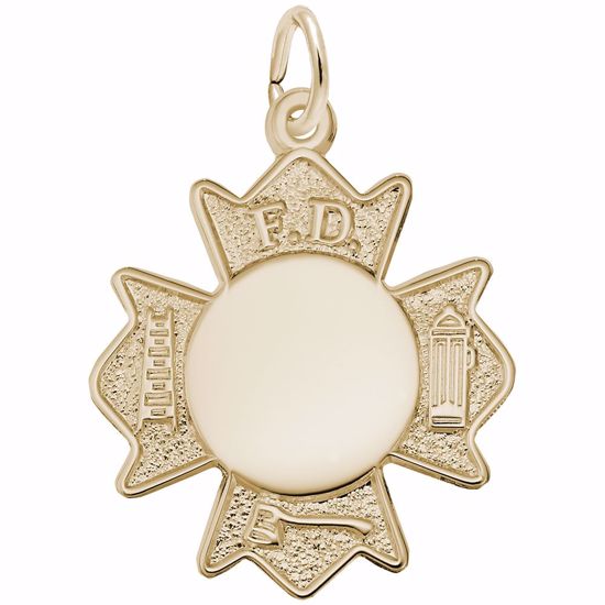 Picture of Fire Dept. Badge Charm Pendant - 14K Gold