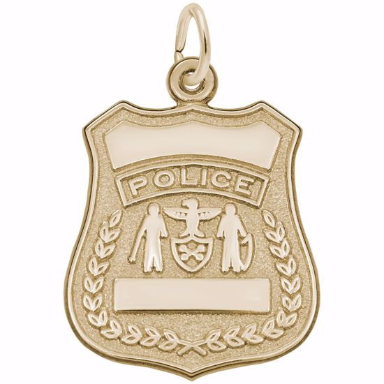 Picture of Police Badge Charm Pendant - 14K Gold