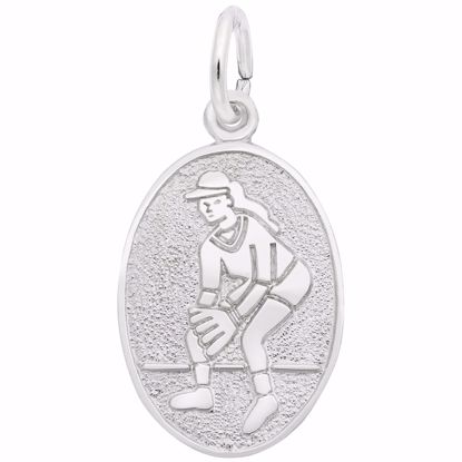 Picture of Female Softball Charm Pendant - Sterling Silver