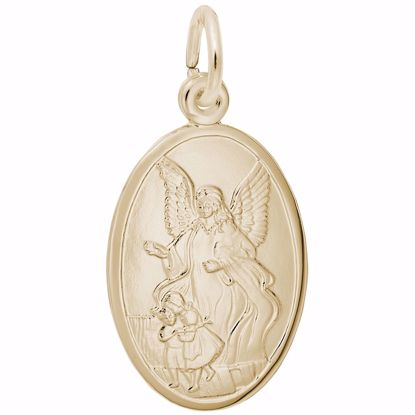 Picture of Guardian Angel Charm Pendant - 14K Gold