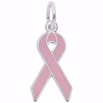 Picture of Ribbon-Pink Paint Charm Pendant - Sterling Silver