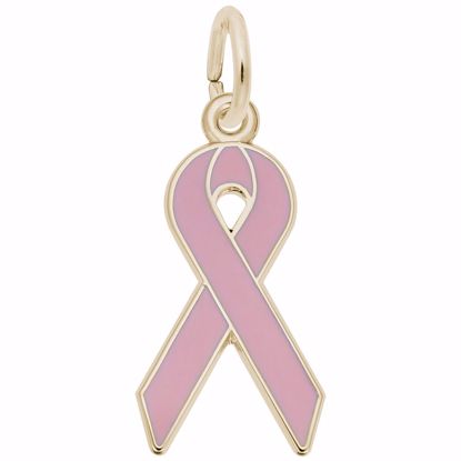 Picture of Ribbon-Pink Paint Charm Pendant - 14K Gold