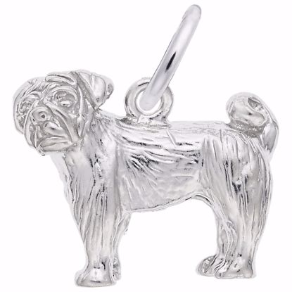 Picture of Pug Charm Pendant - Sterling Silver