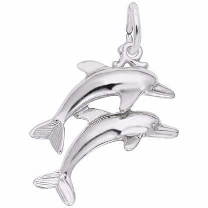 Picture of Two Dolphins Charm Pendant - Sterling Silver
