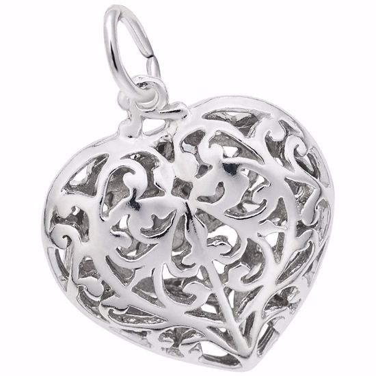 Picture of Filigree Heart Charm Pendant - Sterling Silver