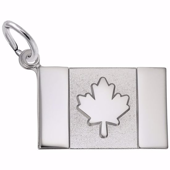 Picture of Canadian Flag Charm Pendant - Sterling Silver