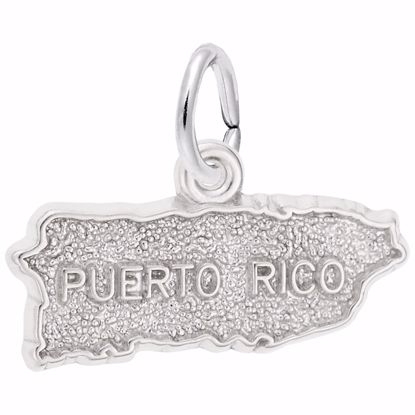 Picture of Puerto Rico Map Charm Pendant - Sterling Silver