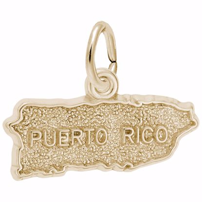 Picture of Puerto Rico Map Charm Pendant - 14K Gold