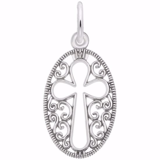 Picture of Filigree Cross Charm Pendant - Sterling Silver