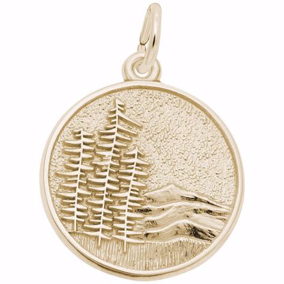 Picture of Mountain Scene Charm Pendant - 14K Gold