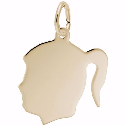 Picture of Girls Head Charm Pendant - 14K Gold