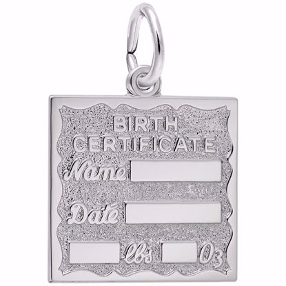 Picture of Birth Certificate Charm Pendant - Sterling Silver