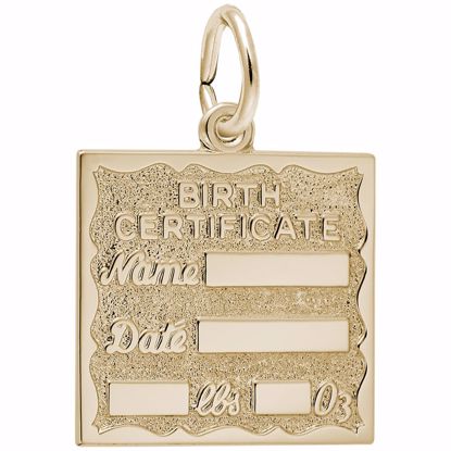 Picture of Birth Certificate Charm Pendant - 14K Gold