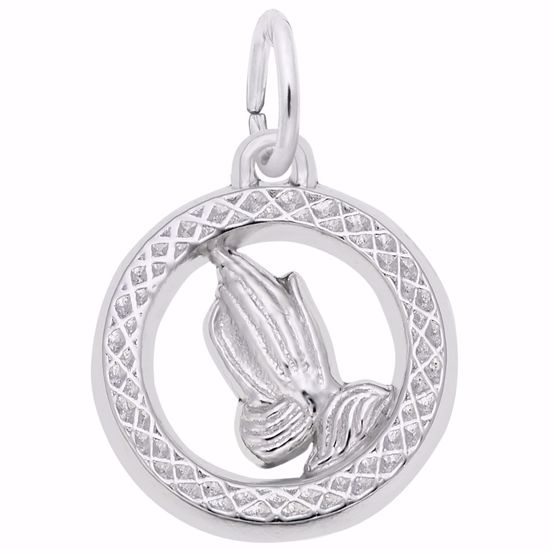 Picture of Praying Hands Charm Pendant - Sterling Silver