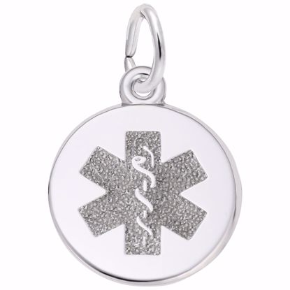 Picture of Medical Symbol-Red Paint Charm Pendant - Sterling Silver