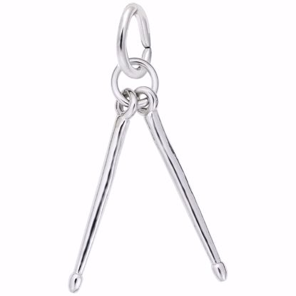 Picture of Drum Sticks Charm Pendant - Sterling Silver