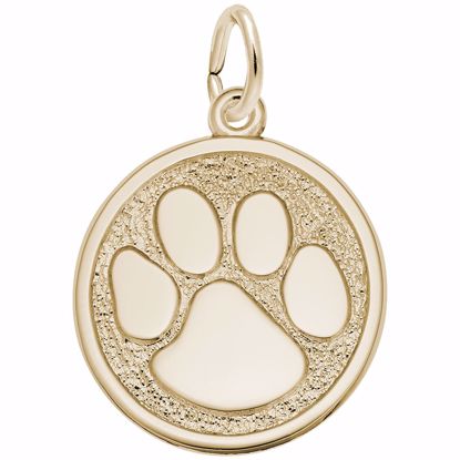 Picture of Paw Print Charm Pendant - 14K Gold