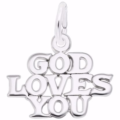 Picture of God Loves You Charm Pendant - Sterling Silver