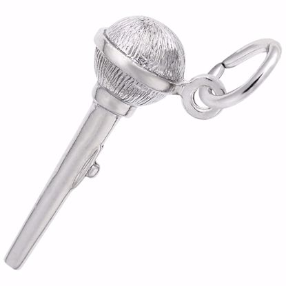 Picture of Microphone Charm Pendant - Sterling Silver