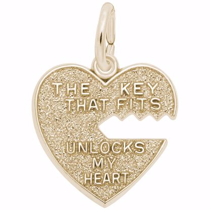 Picture of Heart & Key Charm Pendant - 14K Gold