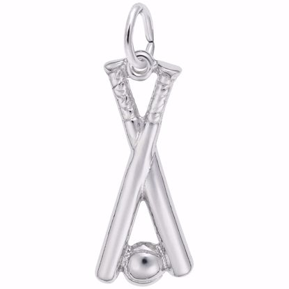 Picture of Ball & Bat Charm Pendant - Sterling Silver