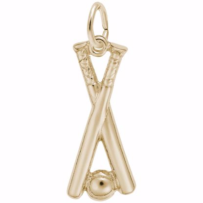 Picture of Ball & Bat Charm Pendant - 14K Gold