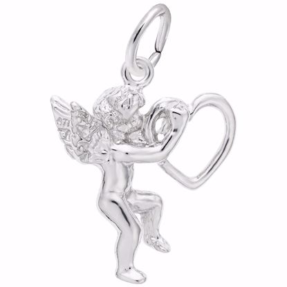 Picture of Angel With Heart Charm Pendant - Sterling Silver