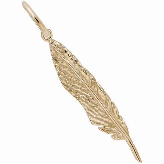 Picture of Feather Charm Pendant - 14K Gold