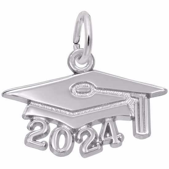 Picture of Grad Cap 2024 Large Charm Pendant - Sterling Silver