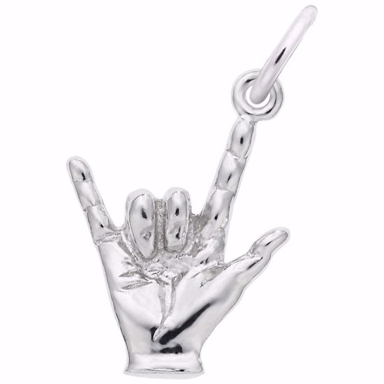 Picture of I Love You Hand Sign Charm Pendant - Sterling Silver