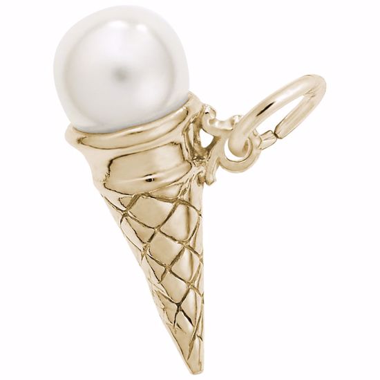 Picture of Ice Cream Cone Charm Pendant - 14K Gold