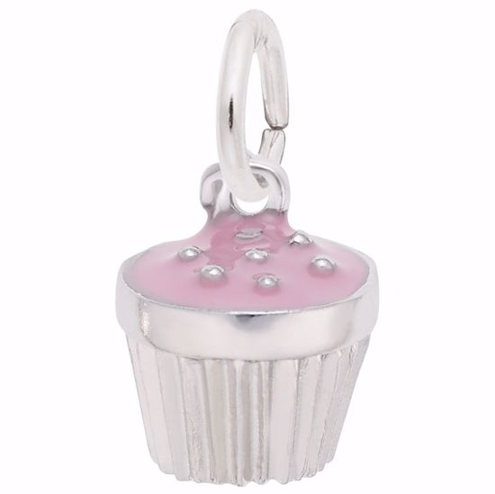 Picture of Cupcake Pink Charm Pendant - Sterling Silver