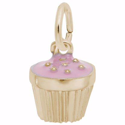 Picture of Cupcake Pink Charm Pendant - 14K Gold