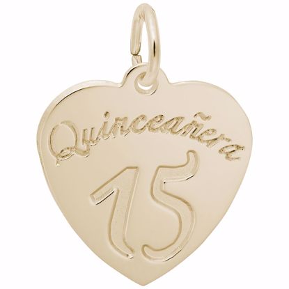 Picture of Quinceanera Charm Pendant - 14K Gold